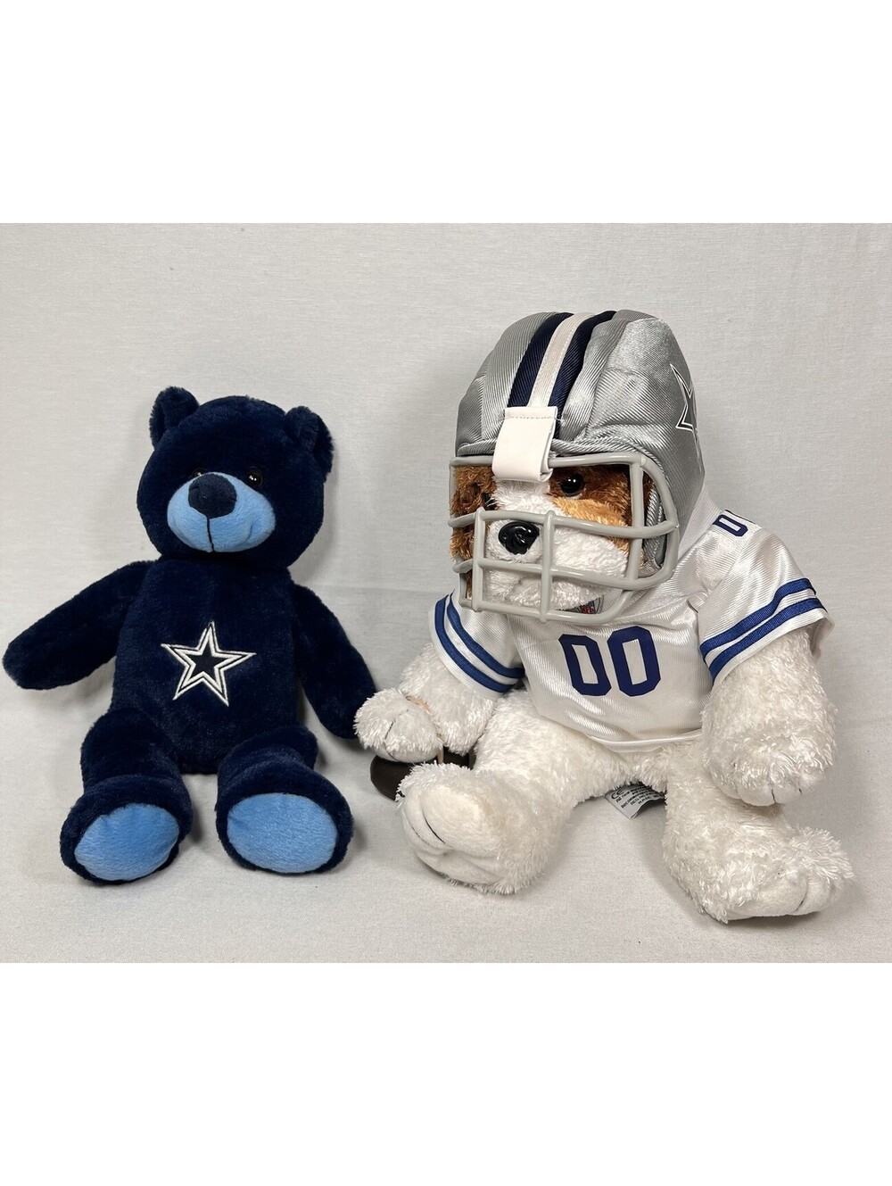 Dallas Cowboys 2001 Vintage Plush Bears 13 in. & 15 in. -  Lot of 2 EUC